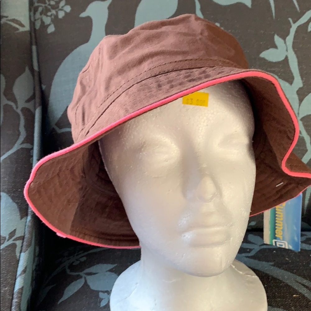 Brown and Pink Bucket Hat